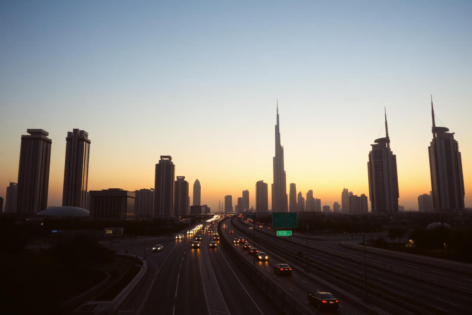 Dubai's skyline in clear midday light