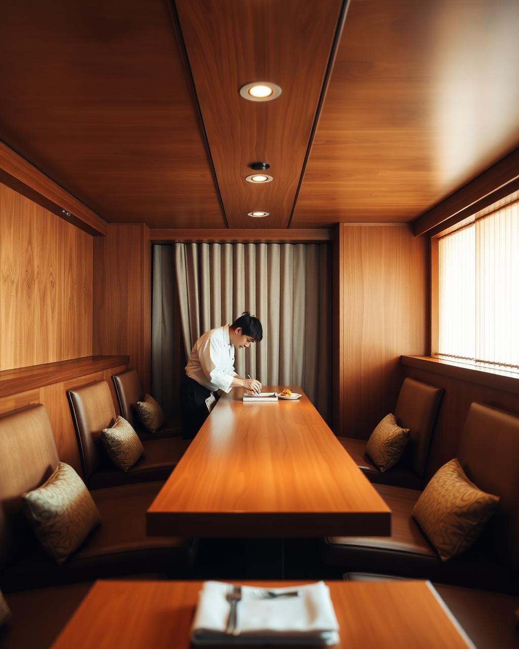 An intimate sushi counter interior in Tokyo